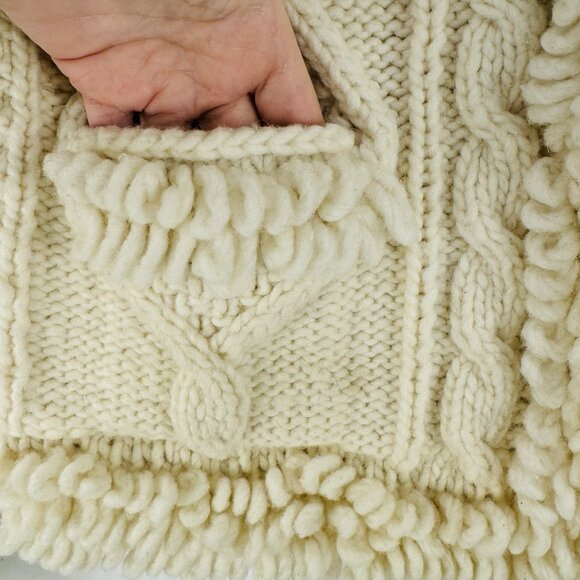 Boho Fisherman Core Milma’s Crafts Women's Large Llama Wool Zip Jacket Ecuador - Picture 5 of 7